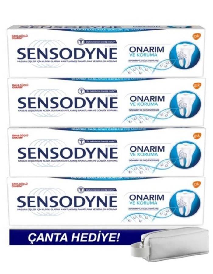 Sensodyne Onarım Ve Koruma 75ml Diş Macunu 4'lü Paket - Çanta Hediyeli